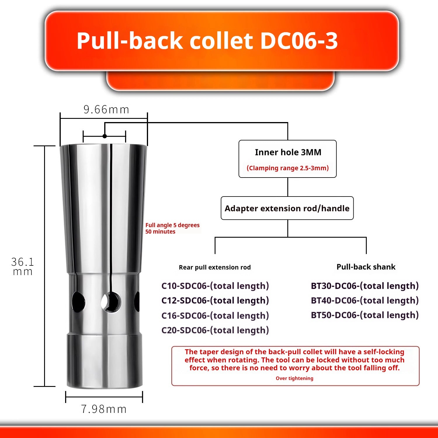 6026 Pull Back Collet DC4 DC6 DC8 DC12 Pull Back Collet Spring Collet Taiwan High Precision Latch Shandong Denso Pricision Tools Co.,Ltd.
